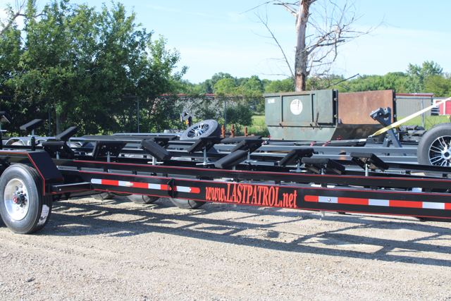 The custom multi-axle transport trailer built for MLB 44334, lettered with lastpatrol.net