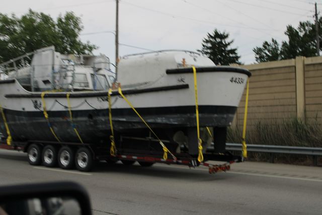 MLB 44334 rolling down the highway on her trailer