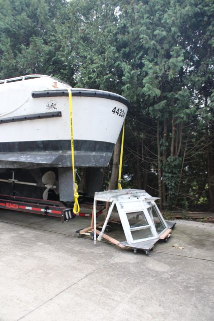 MLB 44334 on her trailer with the removed roof section beside her